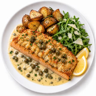 Crab-Crusted Fresh Salmon Piccata